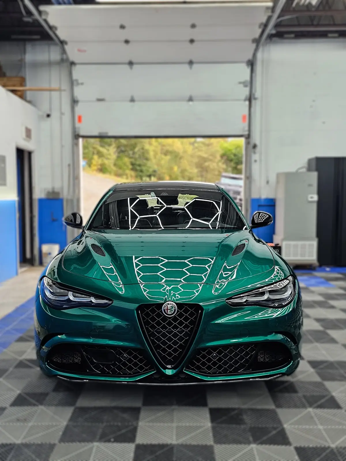 Glossy green Alfa Romeo after ceramic coating